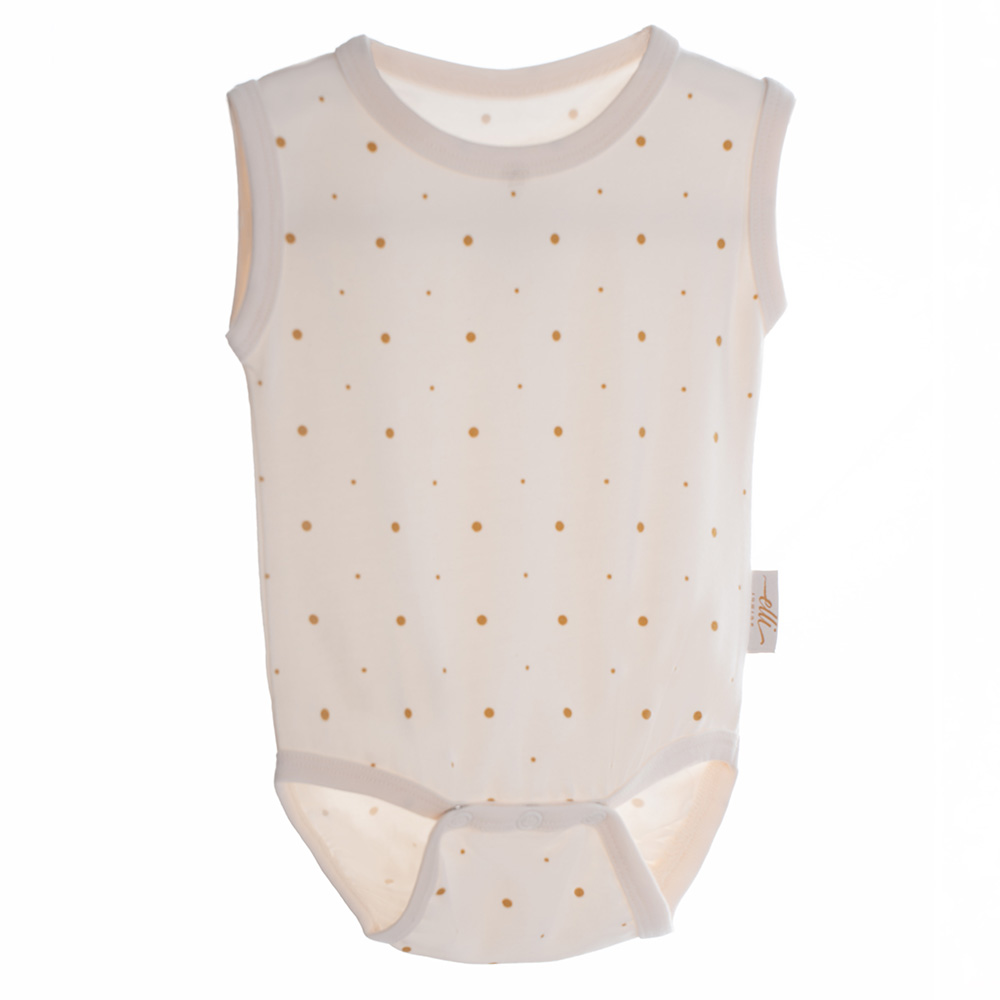Elli Junior - Bamboo Tank Bodysuit With Golden Dots - Beige
