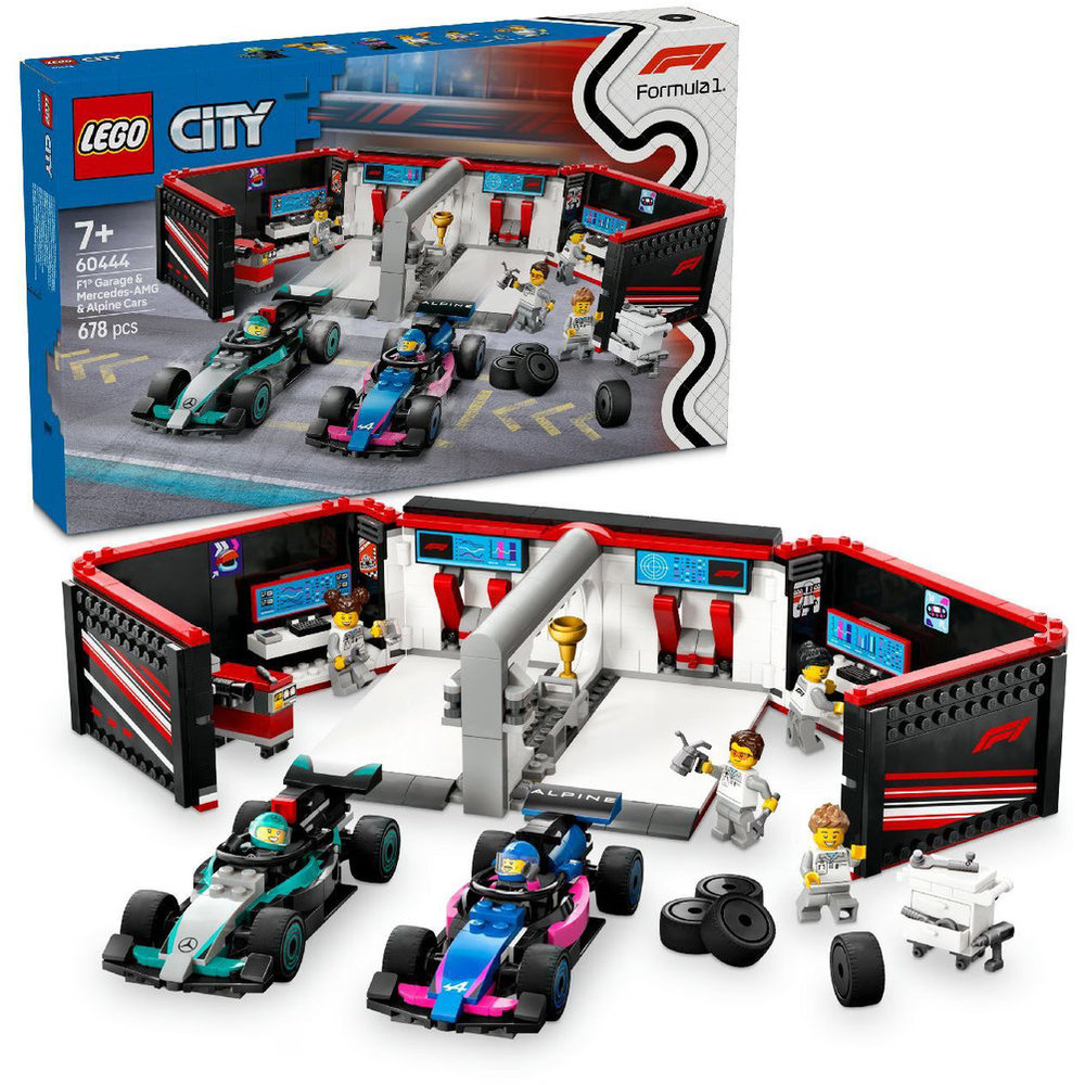 Lego City F1 Garage & Mercedes-AMG & Alpine Cars Building Set - 678 Pcs