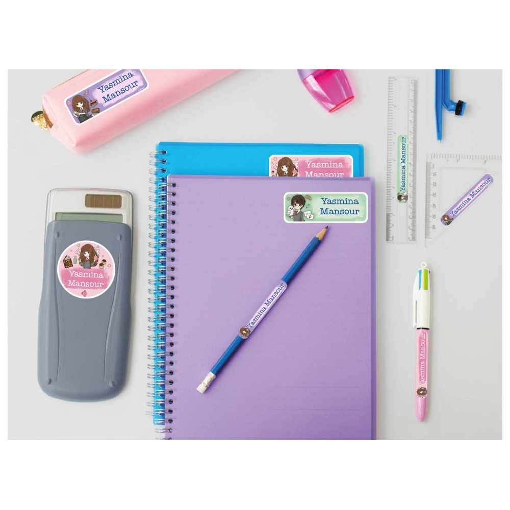 Essmak - Personalised Harry Potter Labels - Pink/Purple/Green - 74 Pcs