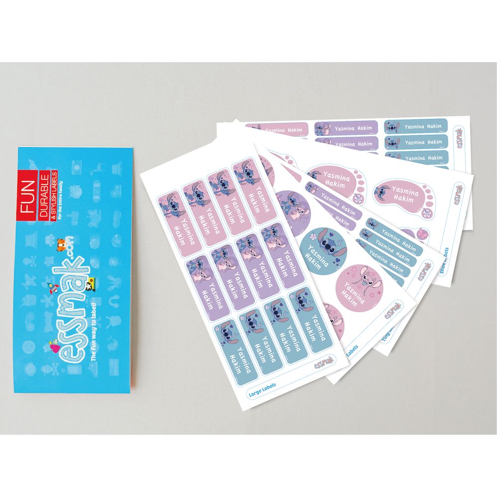 Essmak - Personalised School Labels - Disney Stictch - 74Pcs