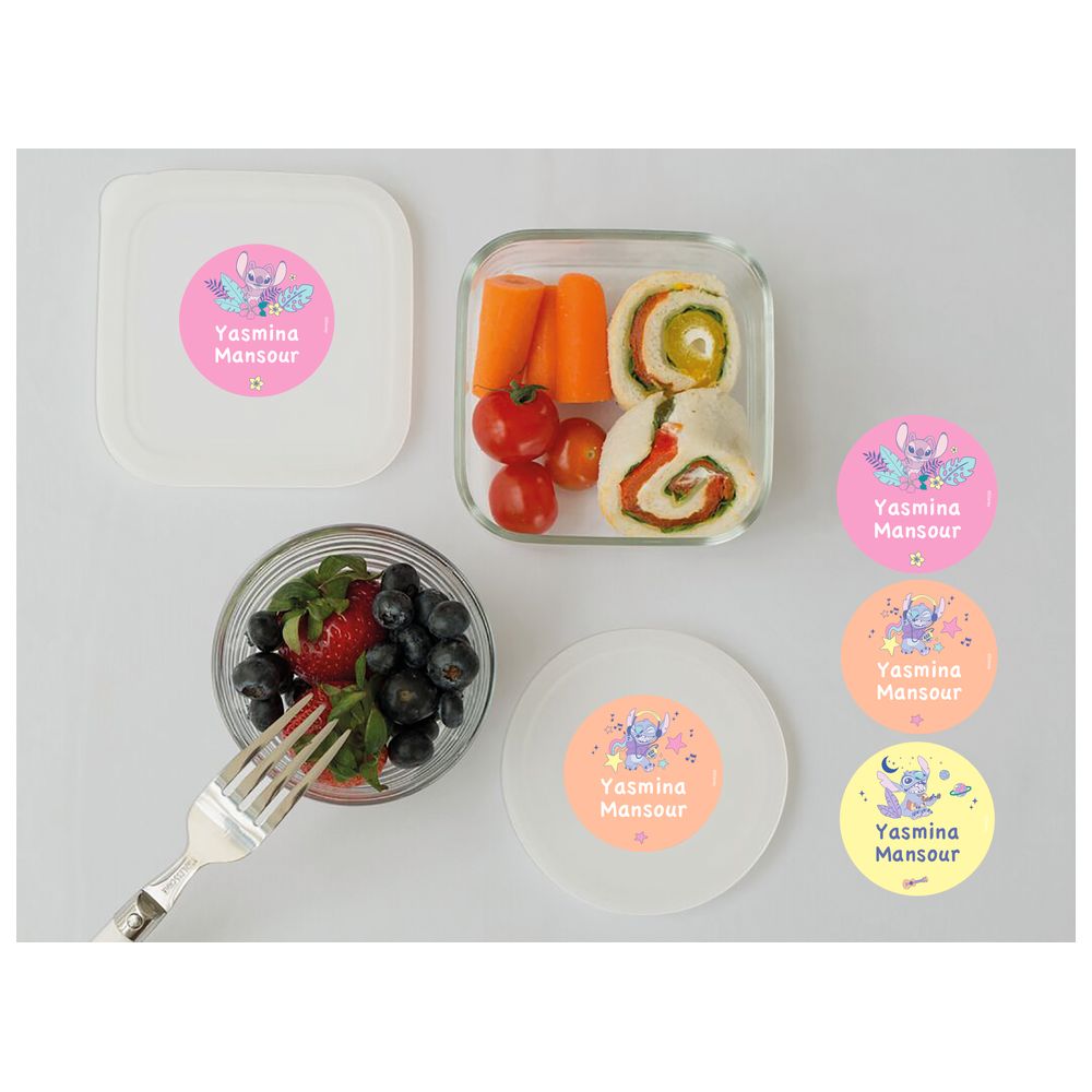 Essmak - Personalised Disney Stitch Labels - Pink/Yellow - 74 Pcs