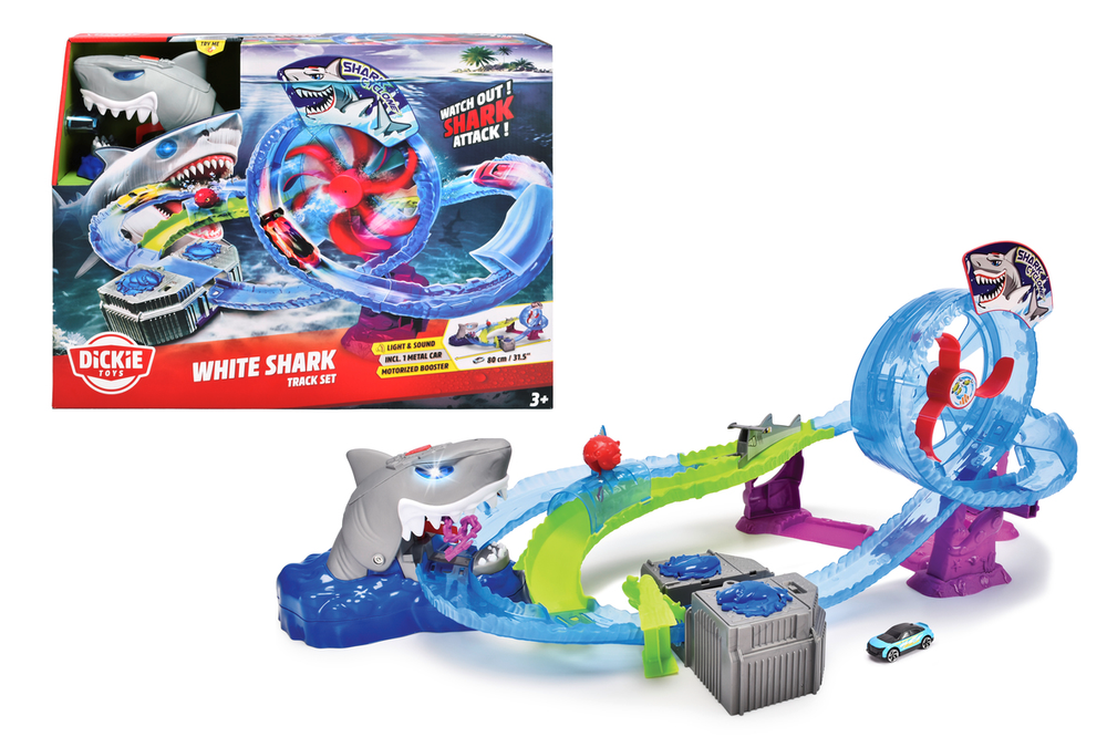 ديكي - مضمار سباق سيارة وايت شارك مع سيارة لعبة - متعدد الألوان