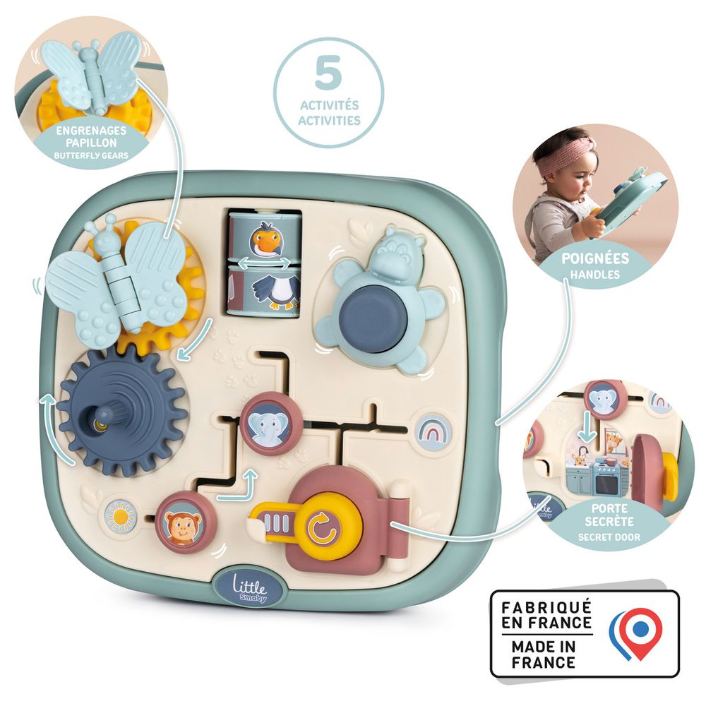 Smoby - Little Activity Board - Learning & Motor Skills Toy With 5 Activities - In Cute Animal Design