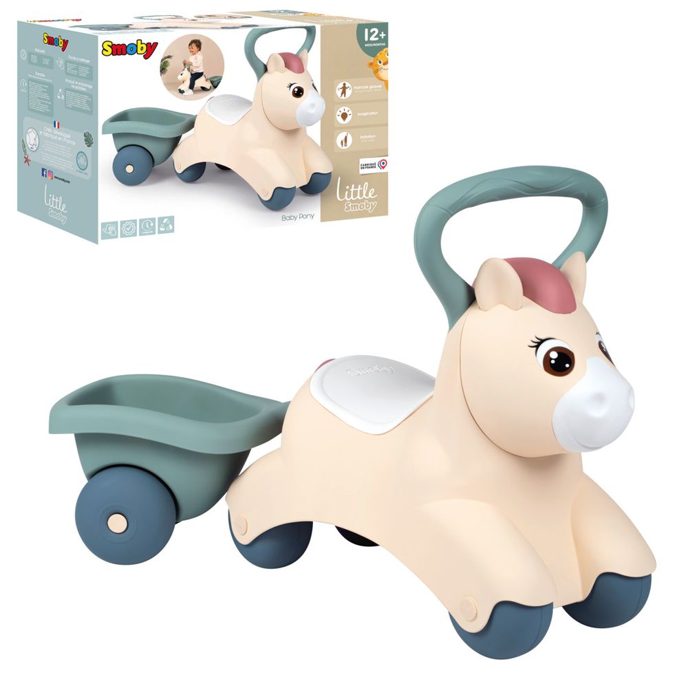 Smoby - Baby Ride-On Pony With Small Trailer