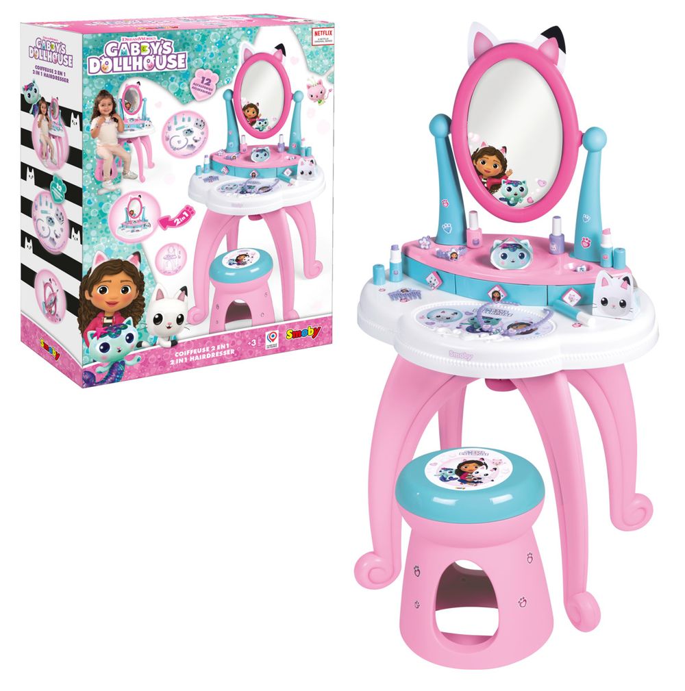 Smoby - Gabby's Dollhouse 2-In-1 Hairdresser With 12 Accessories - Multicolor