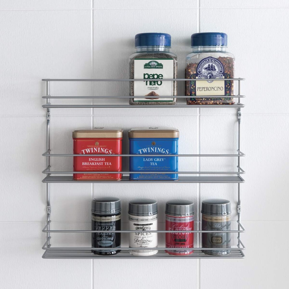 Metaltex - Spice Rack Pepito - 3 Layer Wall Or Cabinet Mounted Organizer - Polytherm Coating - Rust Resistant - Made In Italy