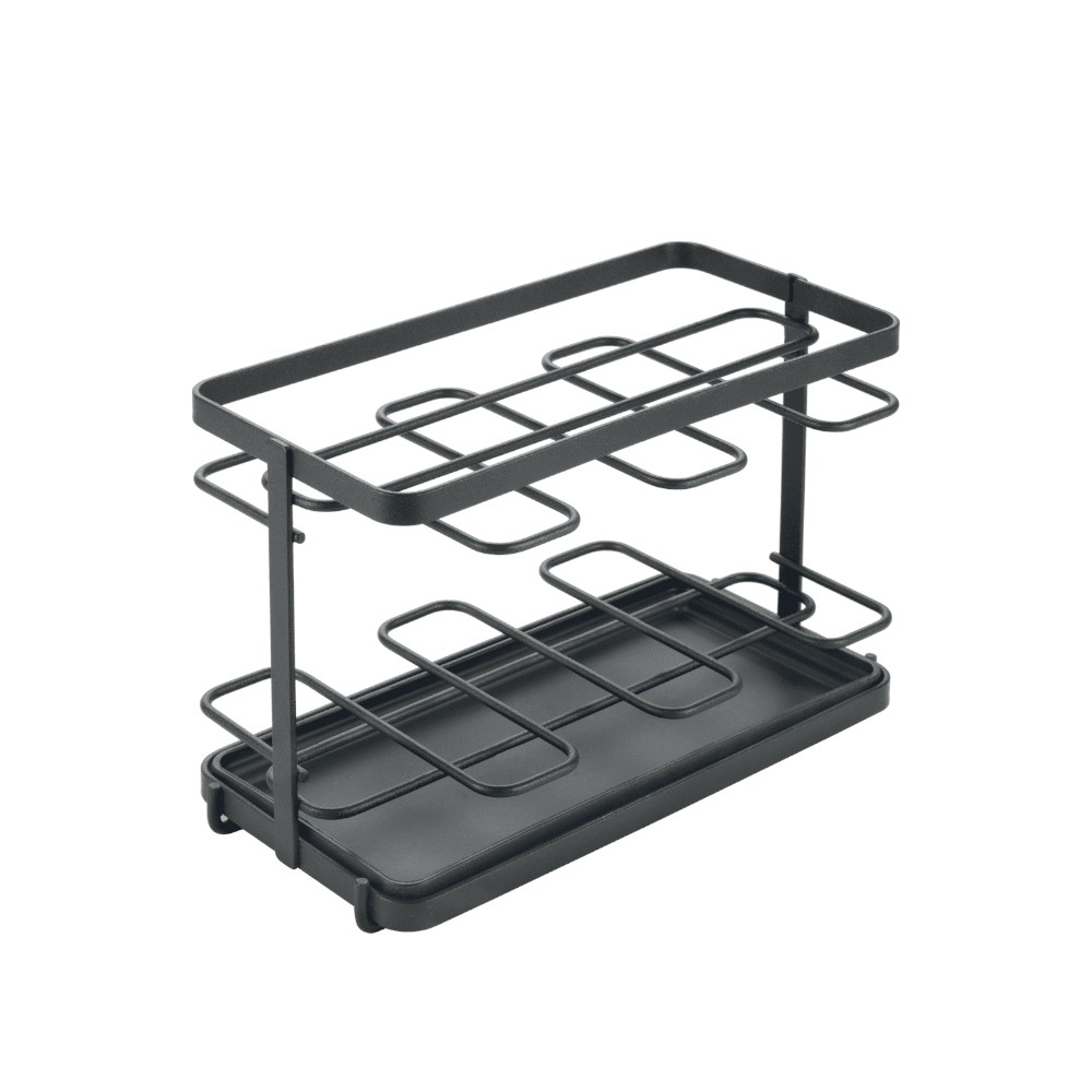 Metaltex - Kitchen Utensils Holder Tokyo Lava - Matte Black Organizer And Drainer With Removable Tray