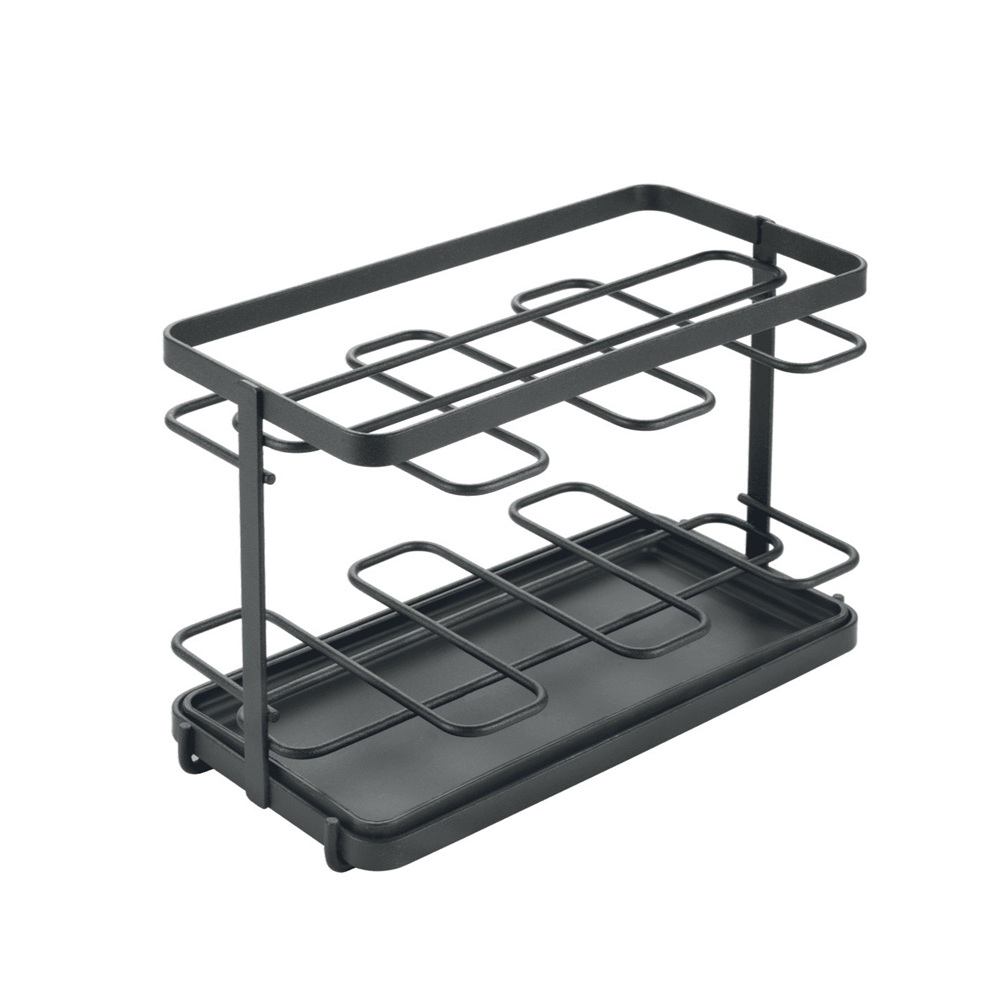 Metaltex - Kitchen Utensils Holder Tokyo Lava - Matte Black Organizer And Drainer With Removable Tray
