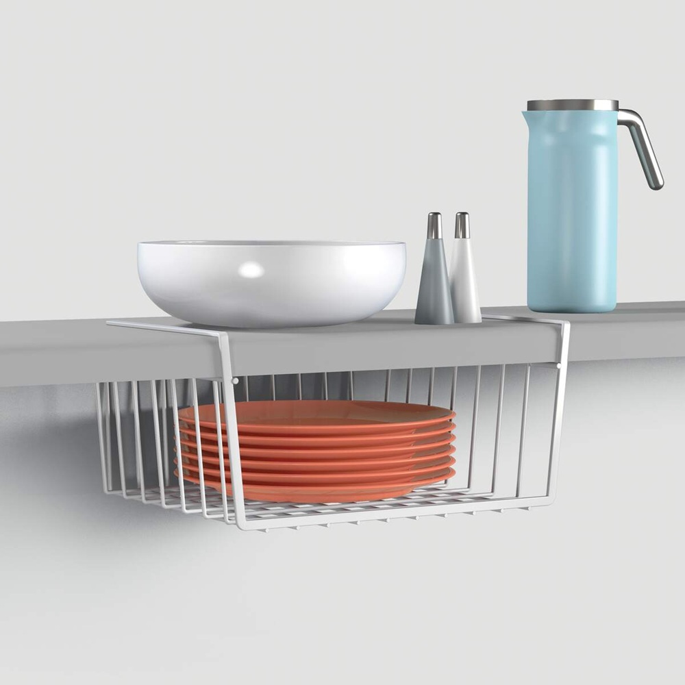 Metaltex - Babatex Undershelf Basket 30cm - Clever Cabinet Storage Without Installation - White