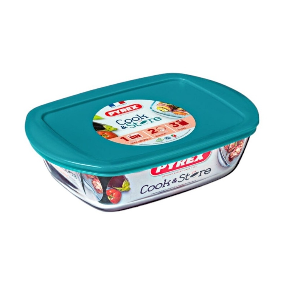 Pyrex Cook & Store Rectangular Roaster With Lid - Green - 2.5 L