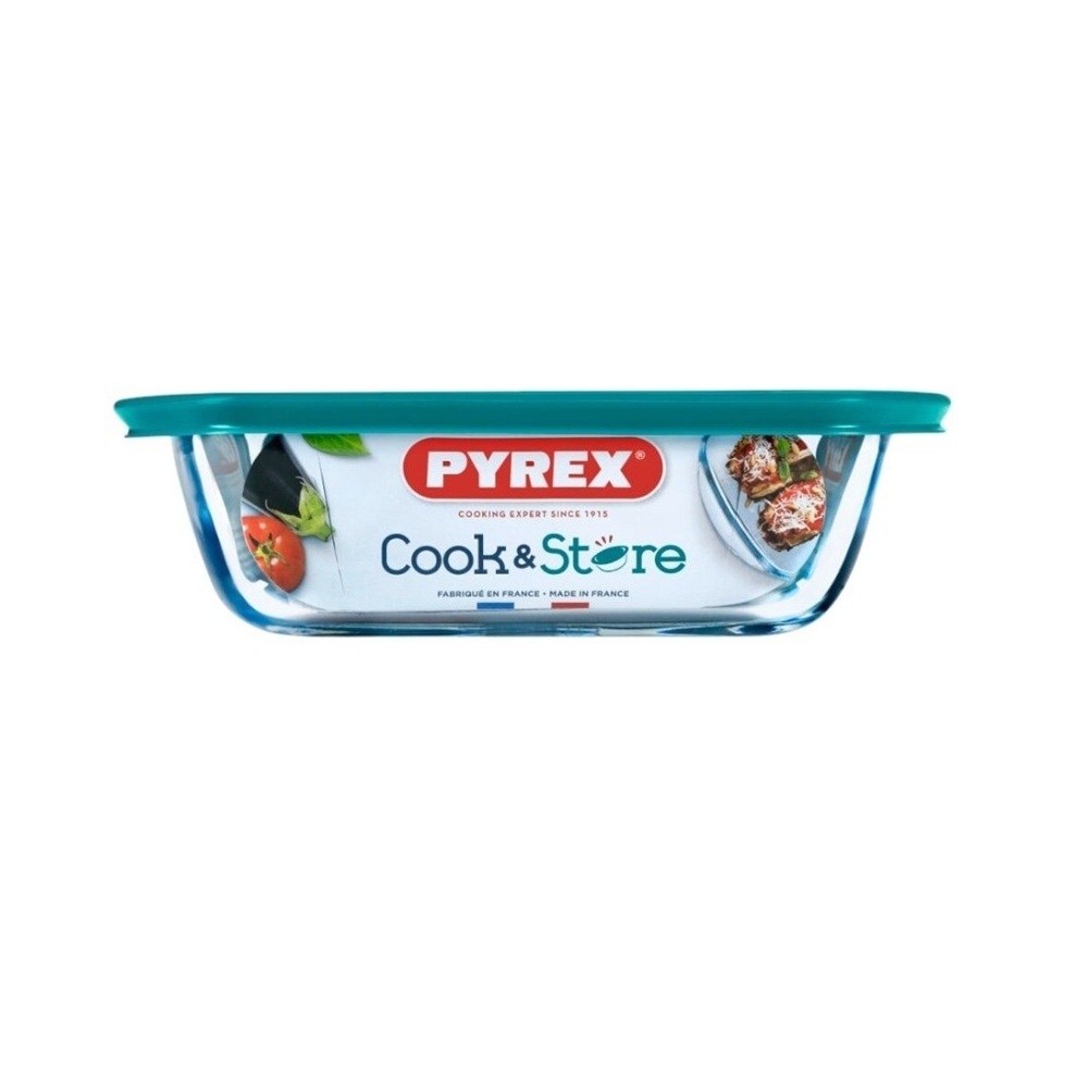 Pyrex Cook & Store Rectangular Roaster With Lid - Green - 2.5 L