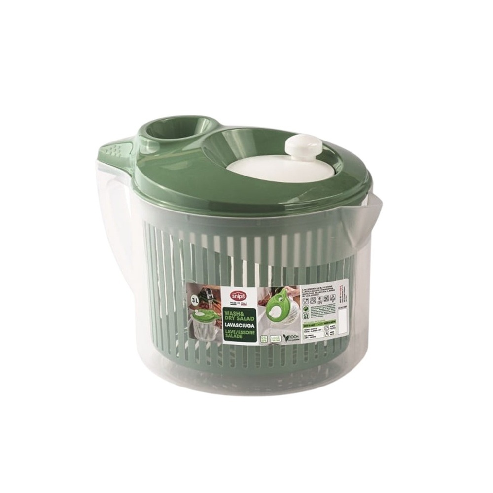 Snips - Wash And Dry Salad Spinner With Ergonomic Handle –  3L - Made In Italy