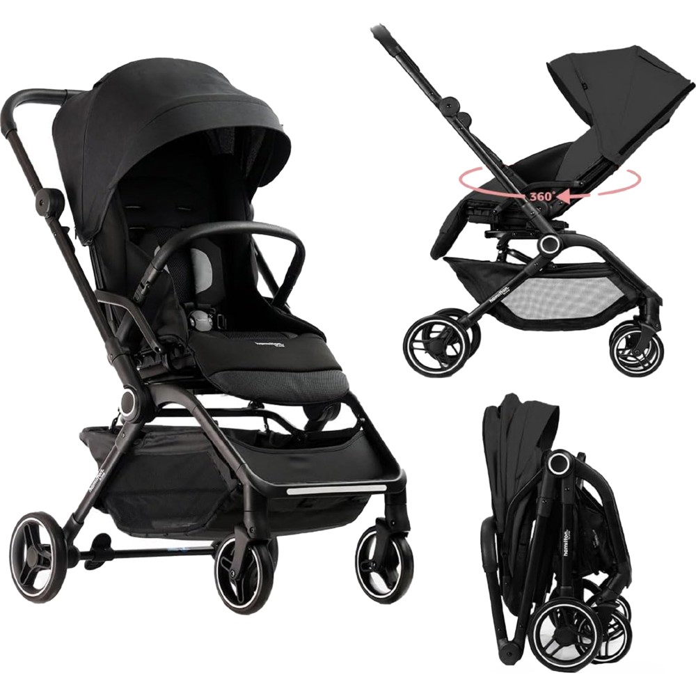 هاميلتون - عربية أطفال خفيفة الوزن للسفر تي1 ماجيك فولد - أسود