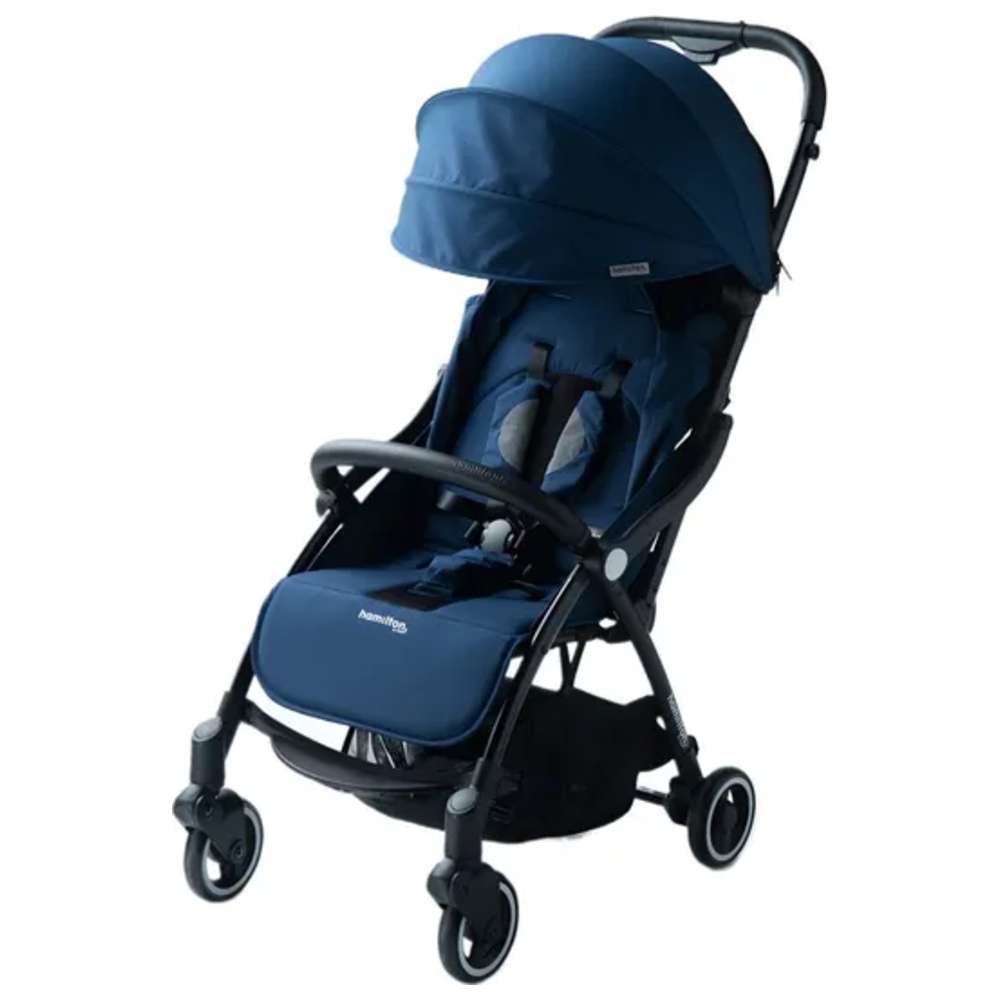 هاميلتون - عربة أطفال اكس1 خفيفة الوزن للاستخدام اليومي - قابلة للطي والفتح بيد واحدة - أزرق داكن