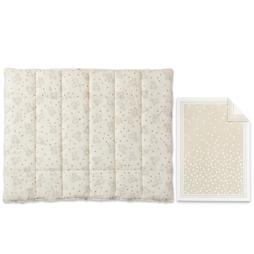 Star Babies - Cute Bear Printed Comforter With Cotton Blanket Set - Beige - 2 Pcs