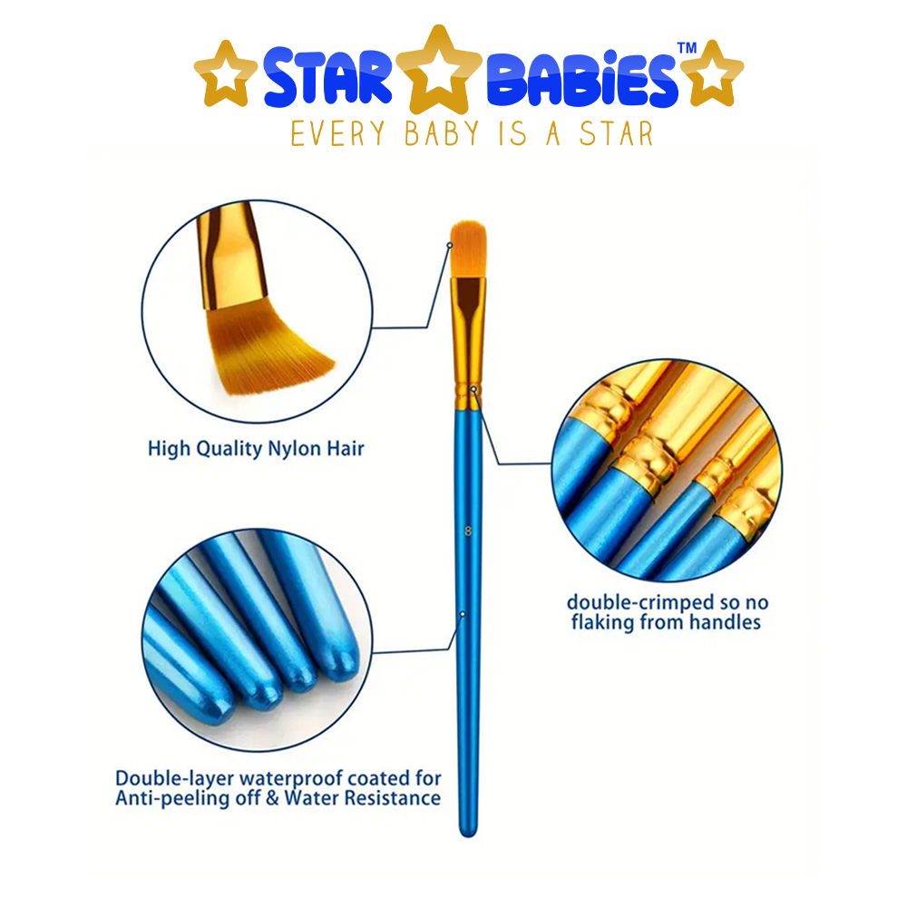 Star Babies - Artist Paint Brush Set - Dark Blue - 10 Pcs