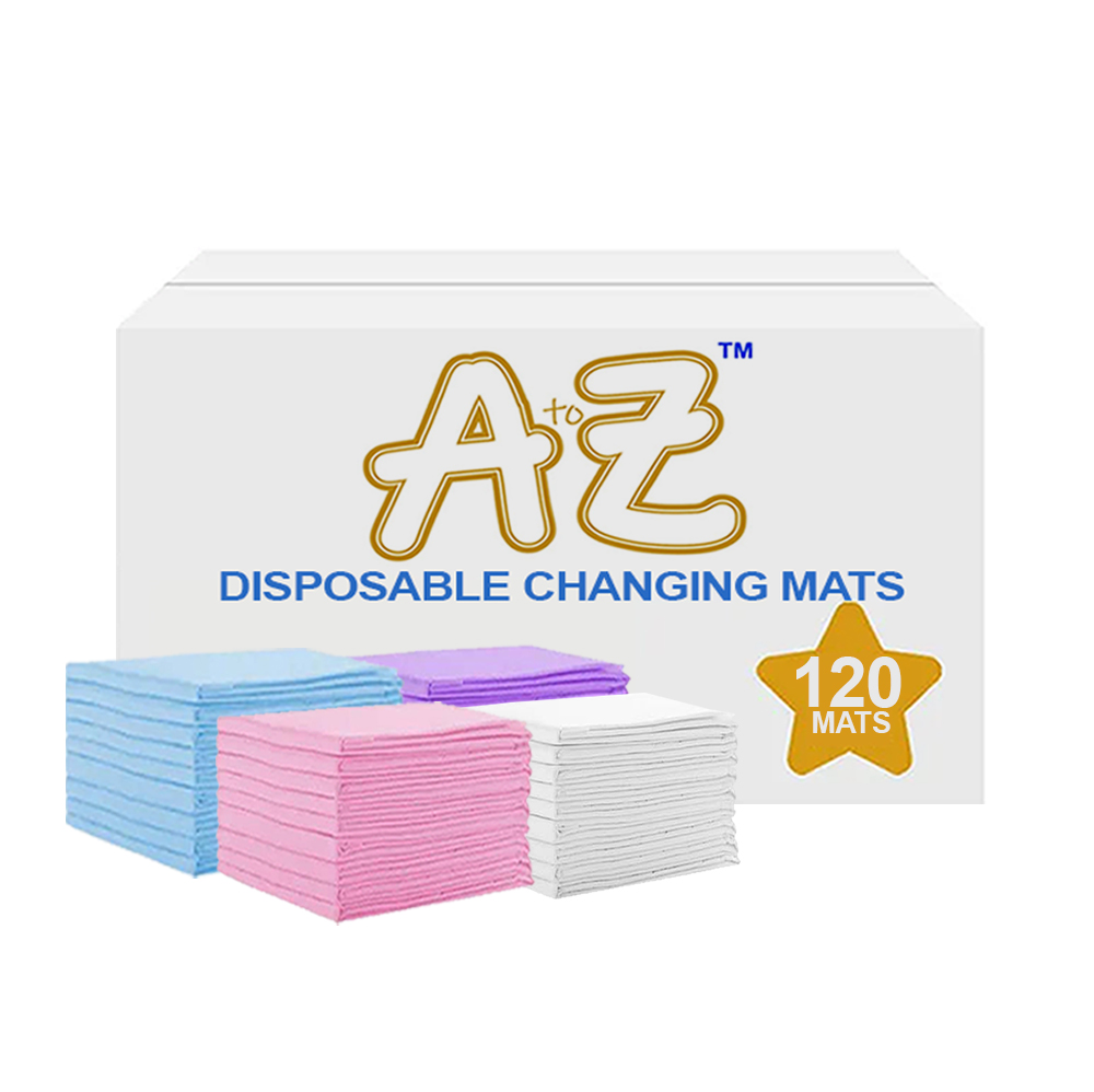 A To Z - Disposable Changing Mat - 120 Pcs - Blue/Pink/White/Lavender - Large