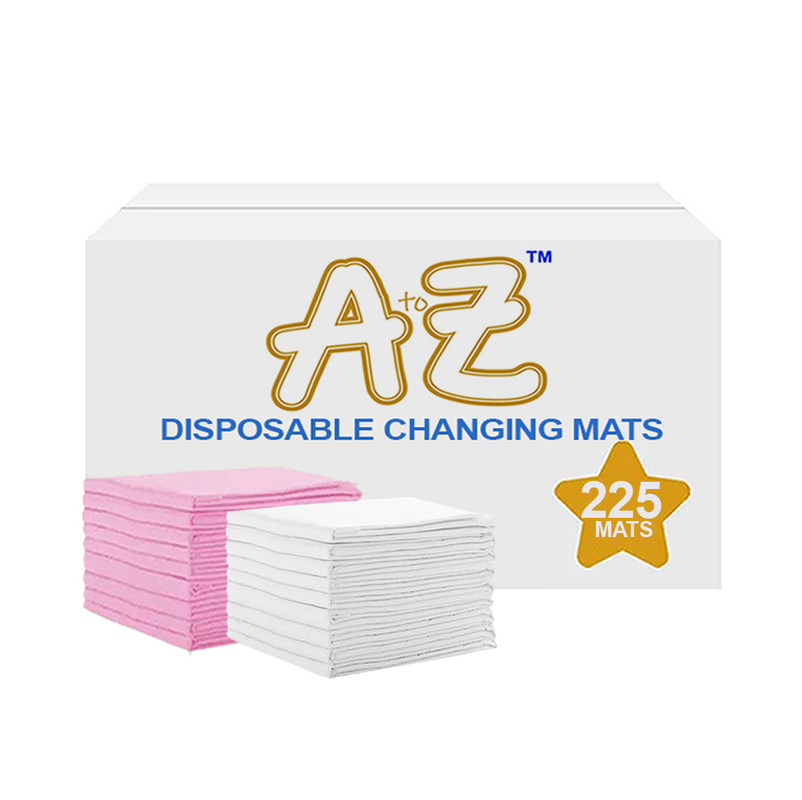 A To Z - Disposable Changing Mats - Pack of 225 - White/Pink - Large