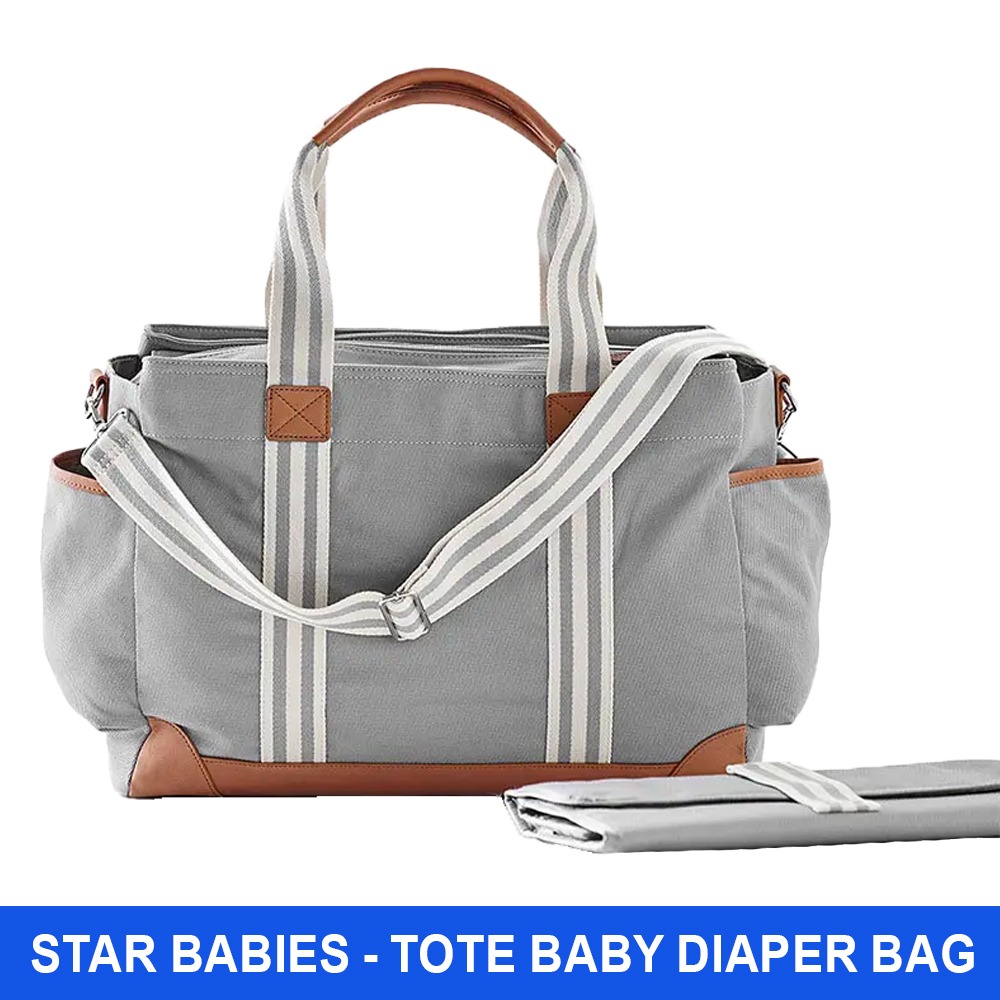 Star Babies - Waterproof Tote Baby Diaper Bag - Grey