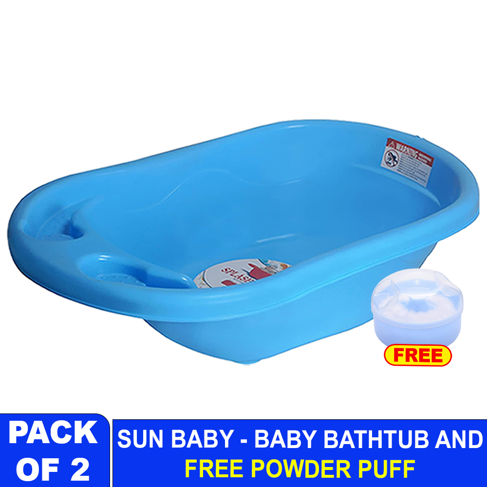 Sunbaby - Splash Baby Bathtub With Powder Puff - Blue