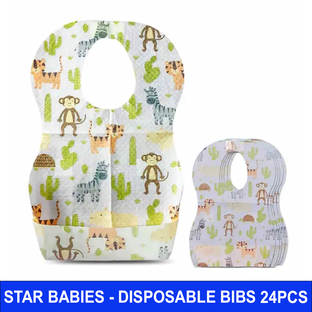 Star Babies - Disposable Bibs - Pack Of 24 - Animal