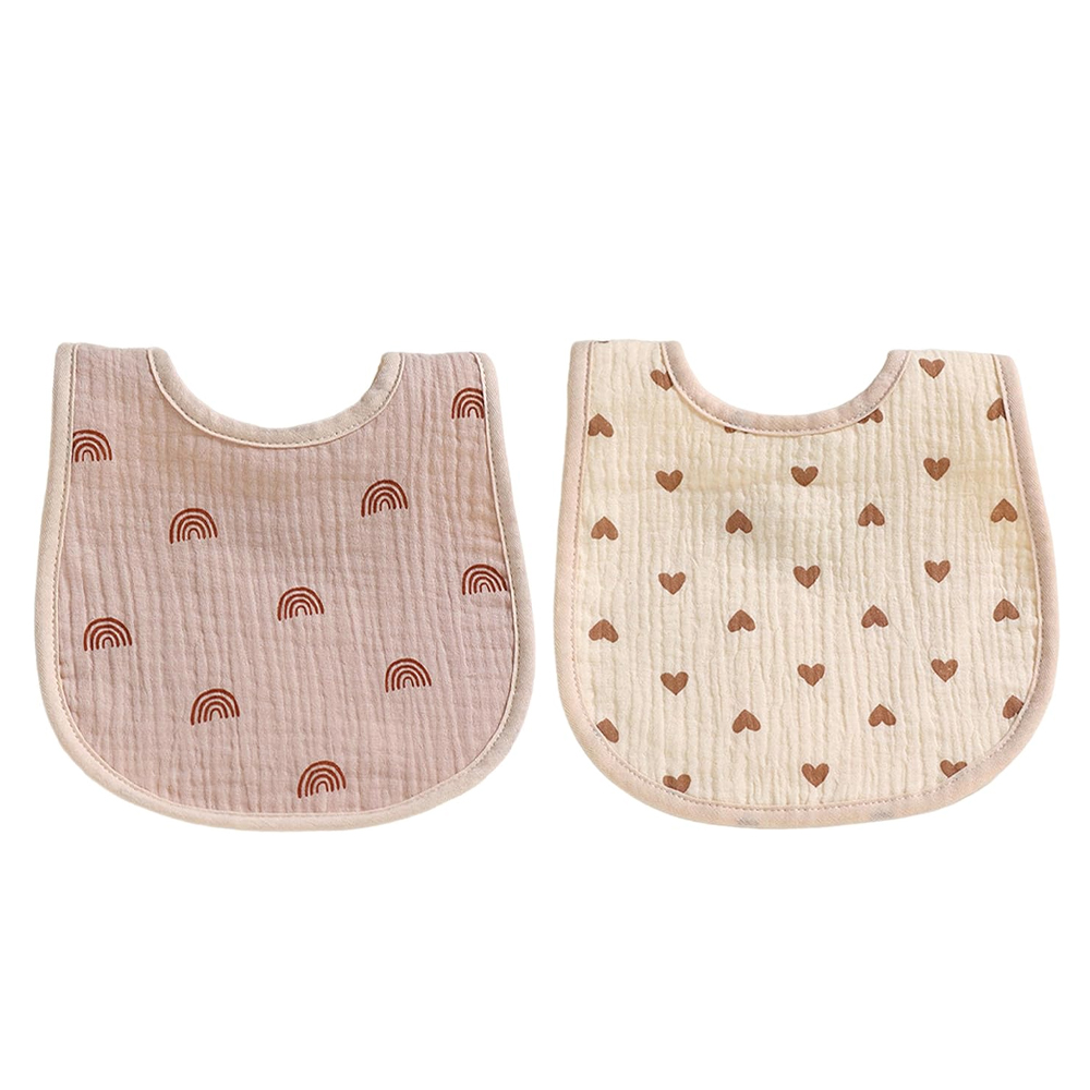 Star Babies - Printed Cotton Bibs - Pack of 2 - Heart/Rainbow