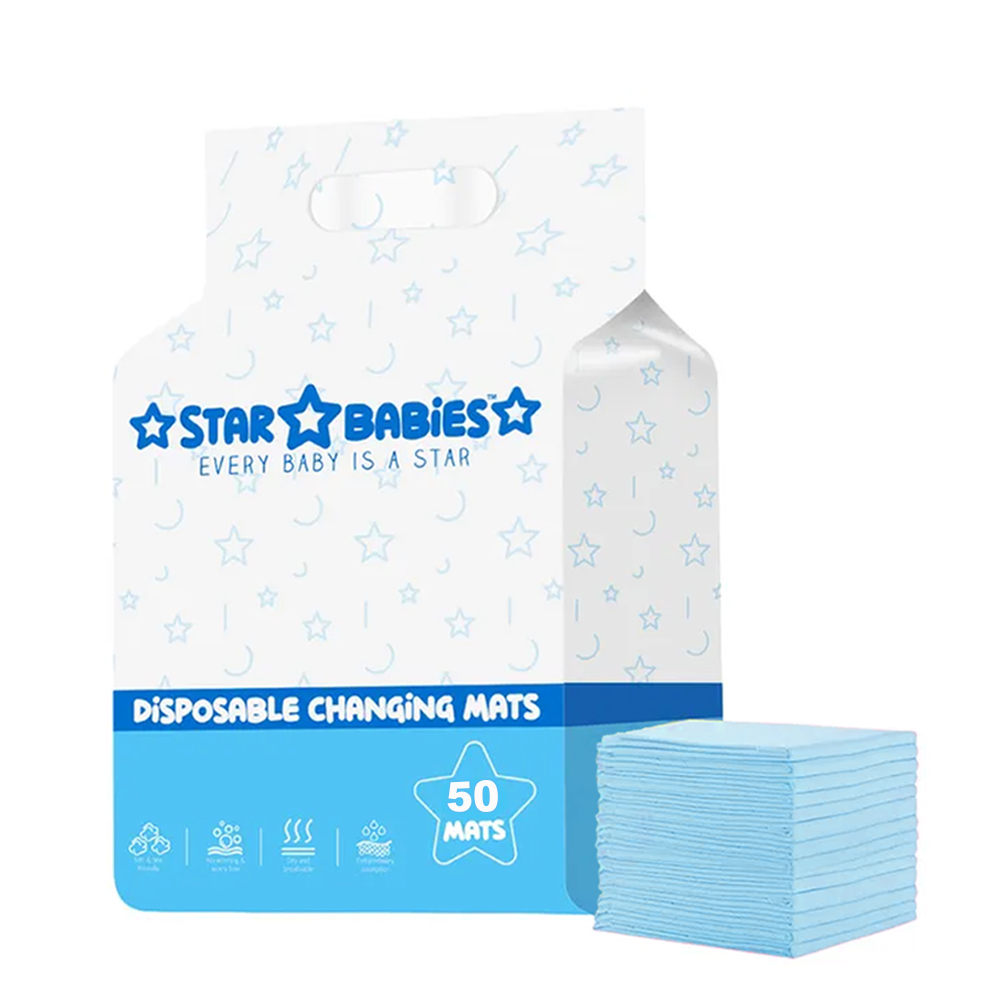 Star Babies - Baby Disposable Changing Mats - Blue - 60x60 cm - 50 Pcs