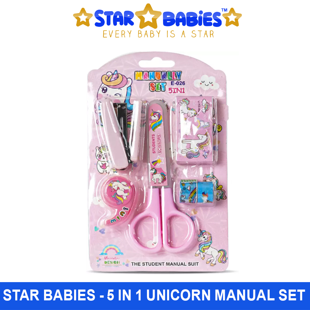 Star Babies - 5-In-1 Stationery Set - Unicorn - Pink