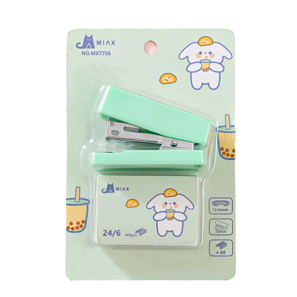 Star Babies - Cartoon Mini Stapler With 400 Staples - Green