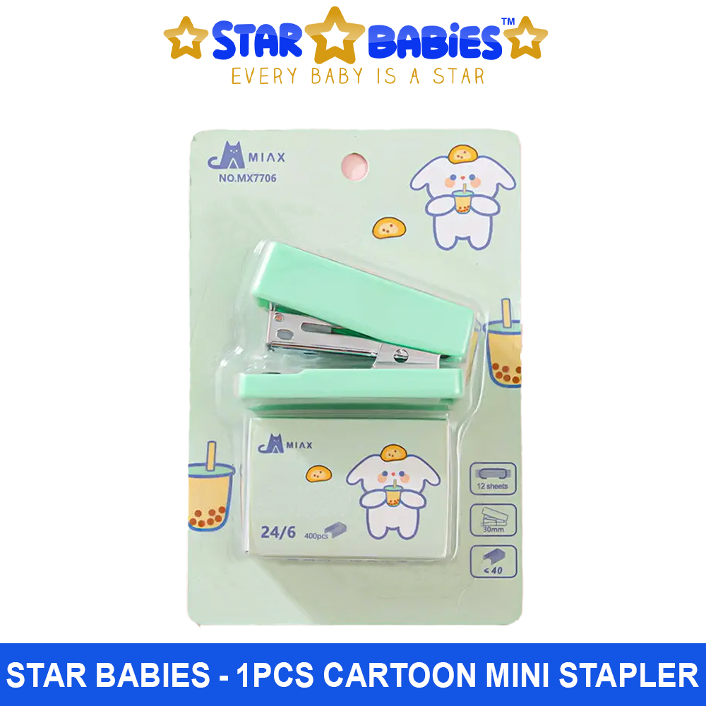 Star Babies - Cartoon Mini Stapler With 400 Staples - Green