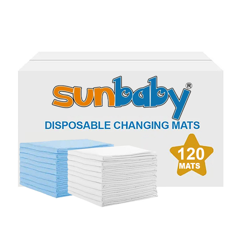 SunBaby - Disposable Changing Mats - Blue/White - 45x60 cm - 120 Pcs