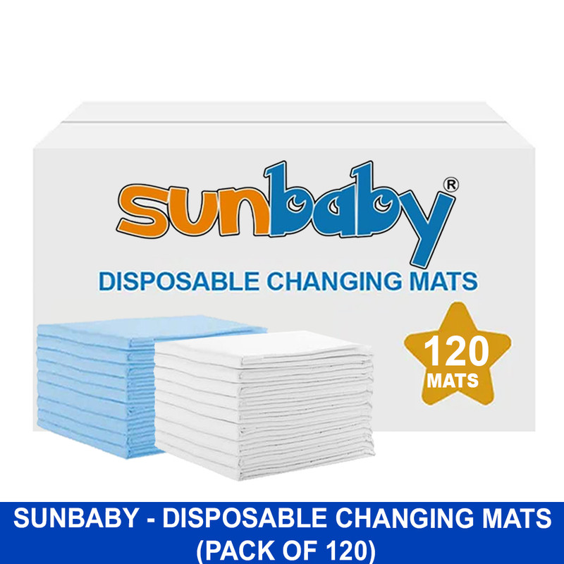 SunBaby - Disposable Changing Mats - Blue/White - 45x60 cm - 120 Pcs