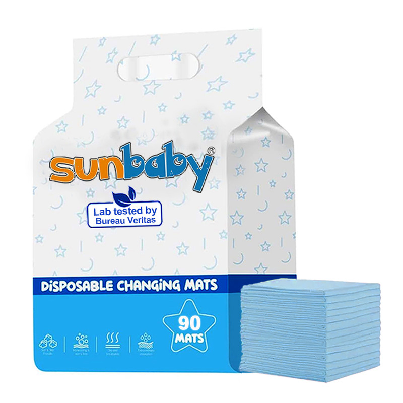 صن بيبي - حصائر غيار للاستعمال لمرة واحدة - عبوة كبيرة - أزرق - عدد 90