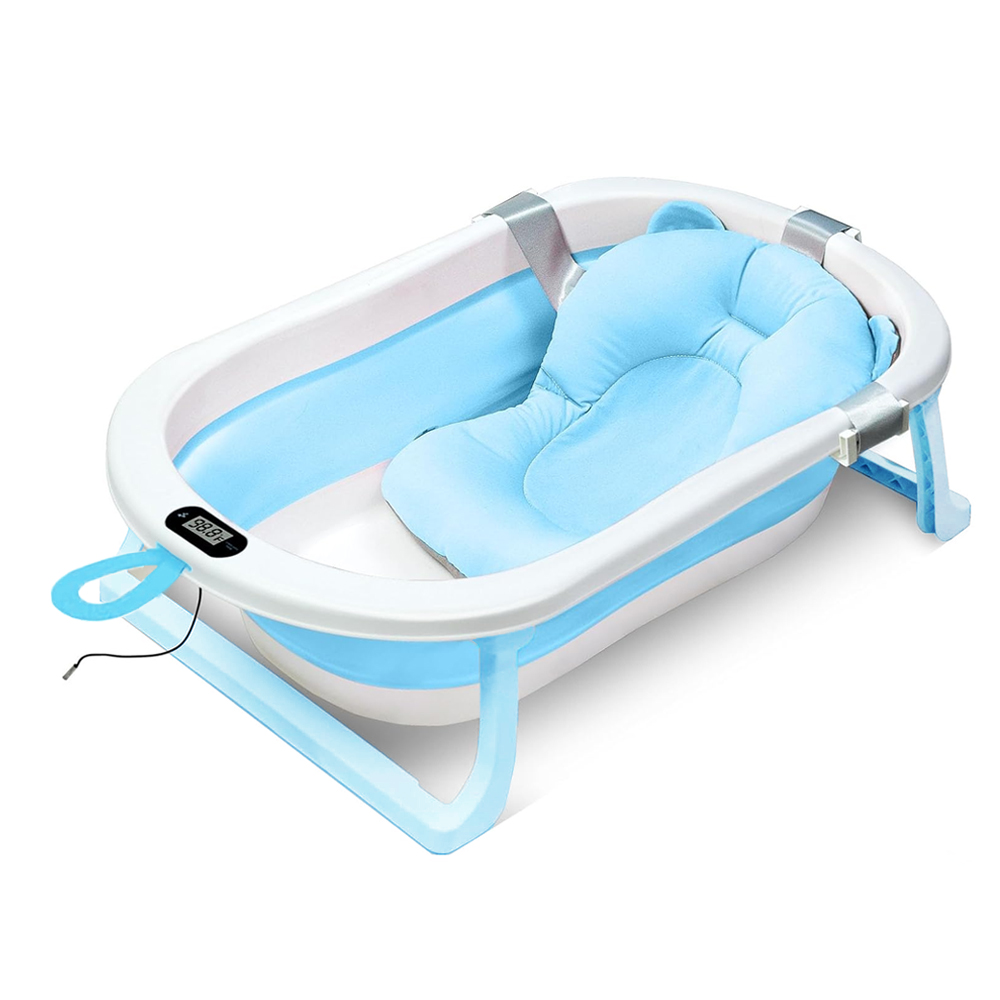 Star Babies - Baby Foldable Bathtub With Thermometer & Bathmat Set - Blue