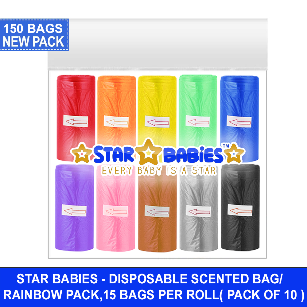 Star Babies - Scented Nappy Bags - Rainbow - Pack of 10 - 150 Pcs