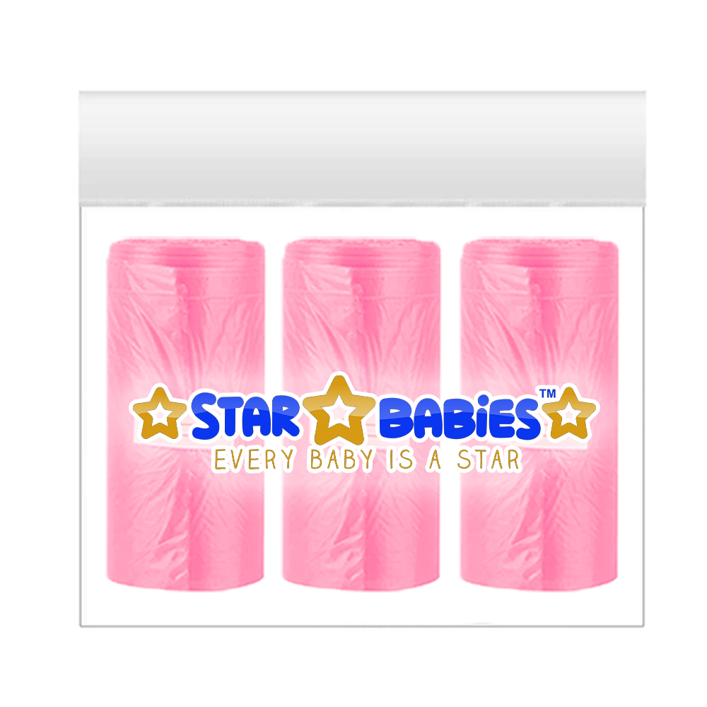 Star Babies - Scented Nappy Bags - Pink - Pack of 3 - 45 Pcs
