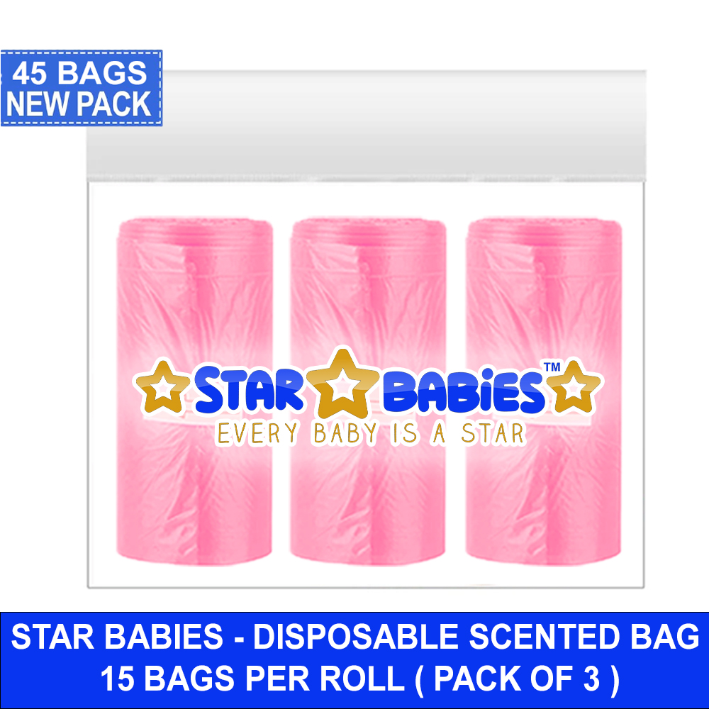 Star Babies - Scented Nappy Bags - Pink - Pack of 3 - 45 Pcs