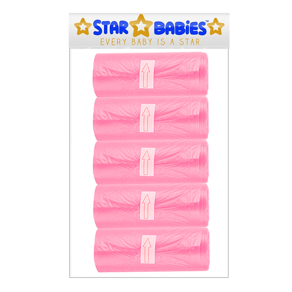 Star Babies - Scented Nappy Bags - Pink - Pack of 5 - 75 Pcs
