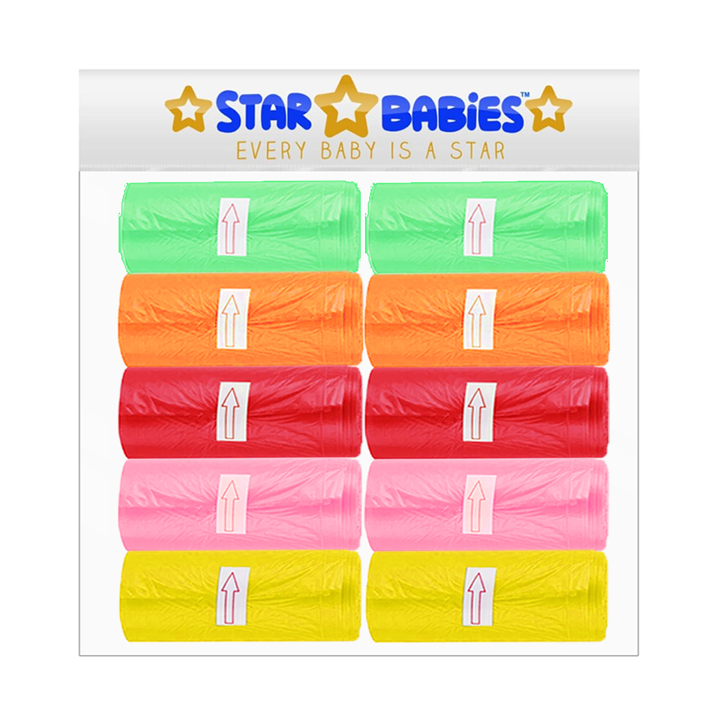 Star Babies - Scented Nappy Bags - Rainbow - Pack of 10 - 150 Pcs