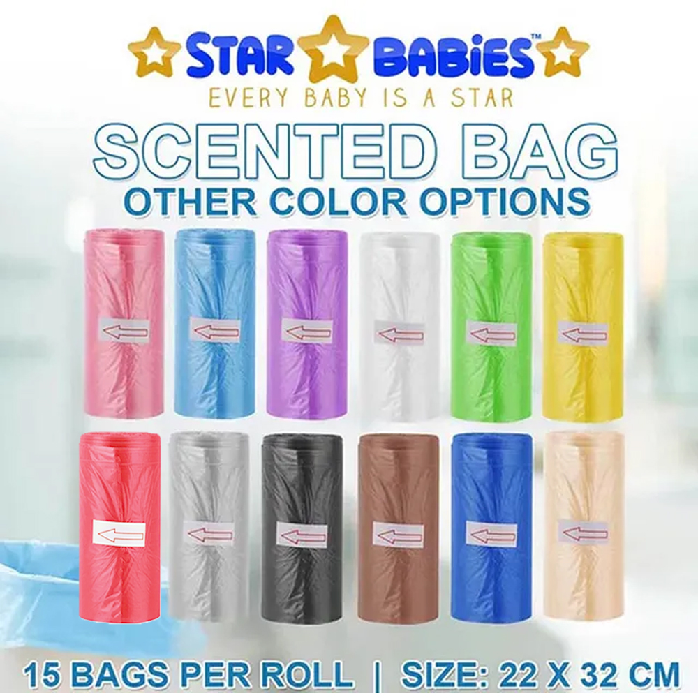 Star Babies - Scented Nappy Bags Pack Of 9 - 135s - Rainbow Pack