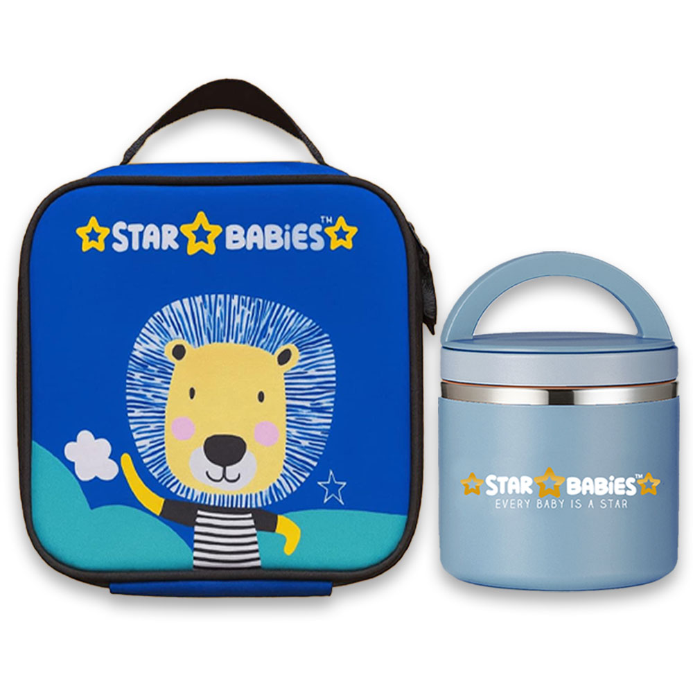ستار بيبيز - مجموعة حافظة طعام مع شنطة غداء معزولة - الأسد الشجاع - قطعتين