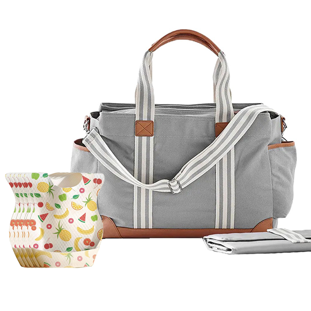 Star Babies - Tote Diaper Bag With Disposable Bibs - 20 Pcs