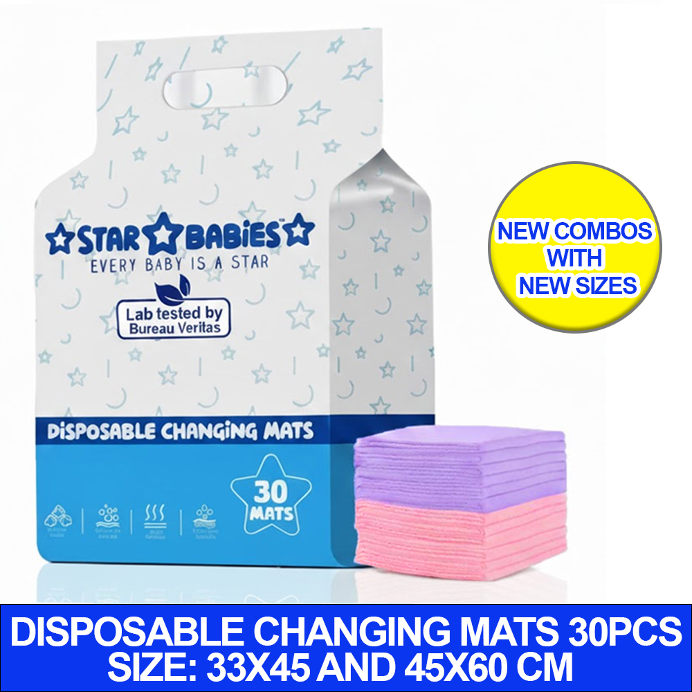 ستار بيبيز - حصيرة غيار للاستخدام مرة واحدة - وردي وبنفسجي - 30 قطعة