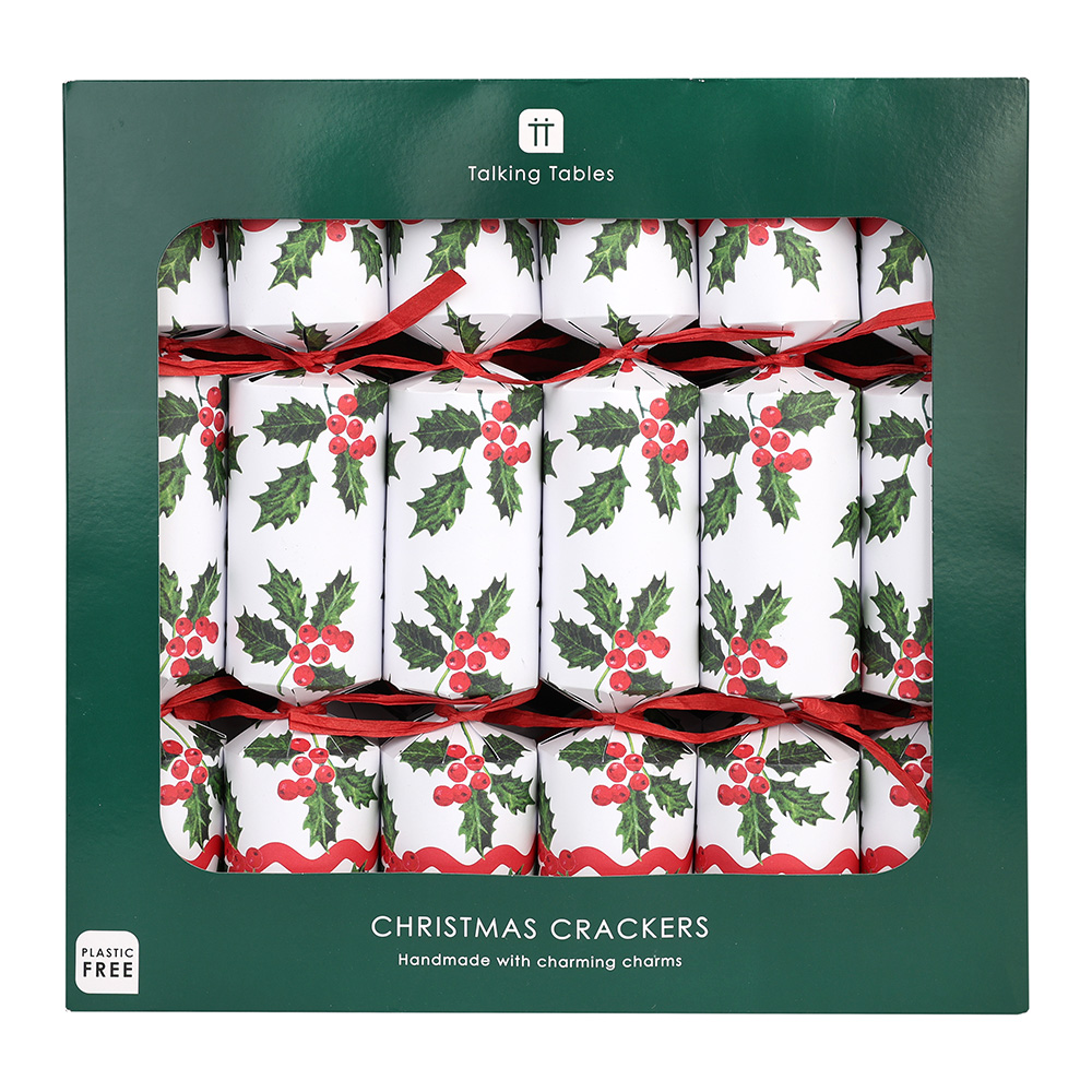 Talking Tables Botanical Holly Christmas Crackers - 12-Inch - 12 Pc Set
