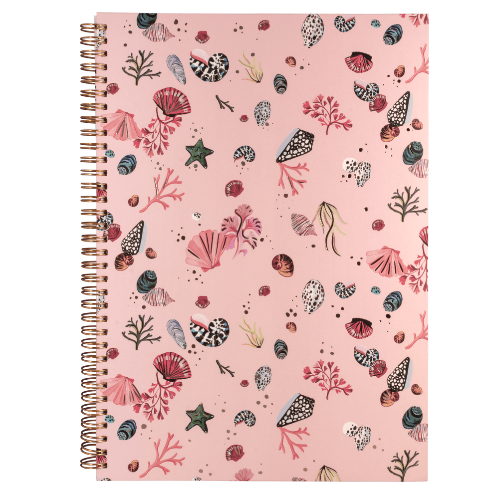 Eleanor Bowmer - A4 Miami Shells Spiral Bound Notebook - Pink