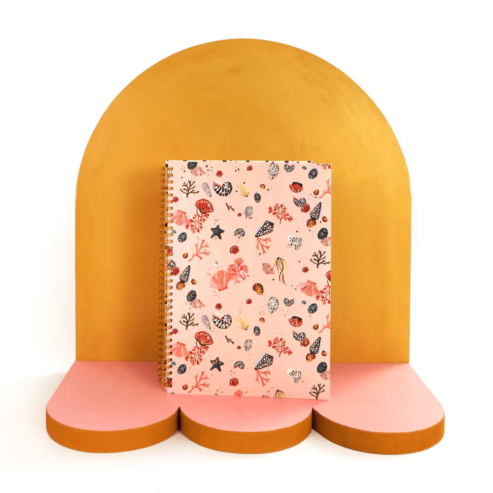 Eleanor Bowmer - A4 Miami Shells Spiral Bound Notebook - Pink