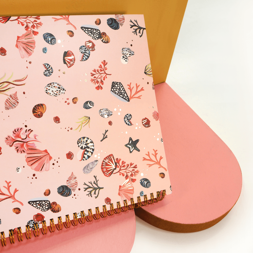Eleanor Bowmer - A4 Miami Shells Spiral Bound Notebook - Pink