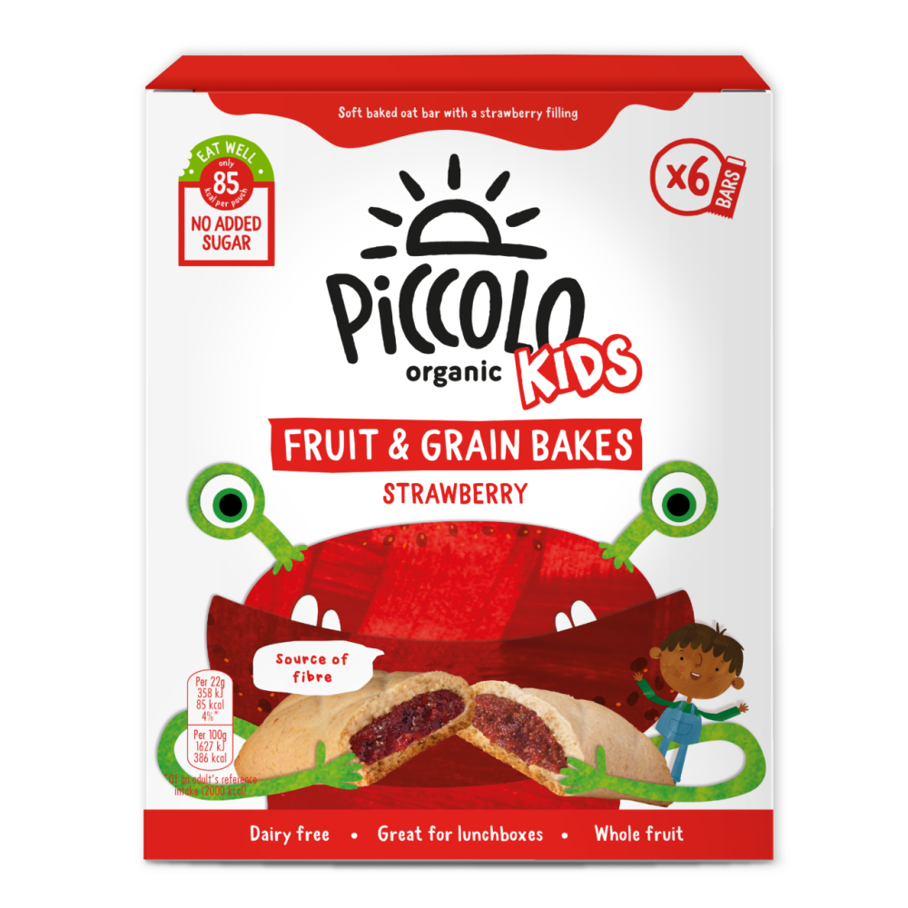 Piccolo - Kids Organic Fruit & Grain Bakes Bar - Strawberry - Pack of 6 - 22 gm