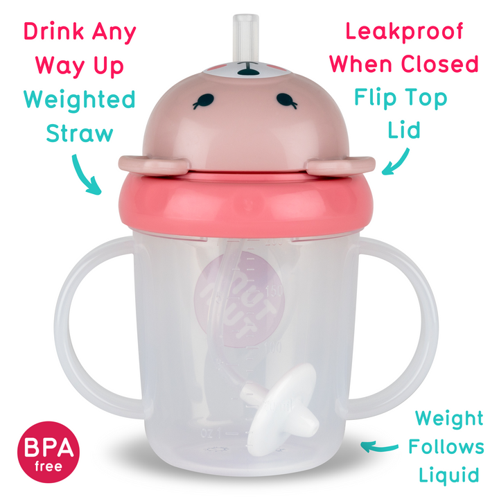 Tum Tum - Series 3 Tippy Up Weighted Straw Cup - Pink - 200ml