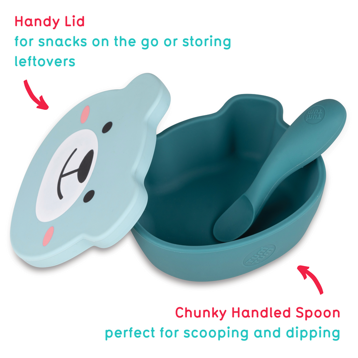 Tum Tum - Feeding Bowl And Spoon Set - Teal - 2pcs